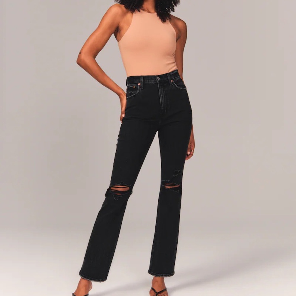 Abercrombie & Fitch curve love ultra high rise ankle straight jeans